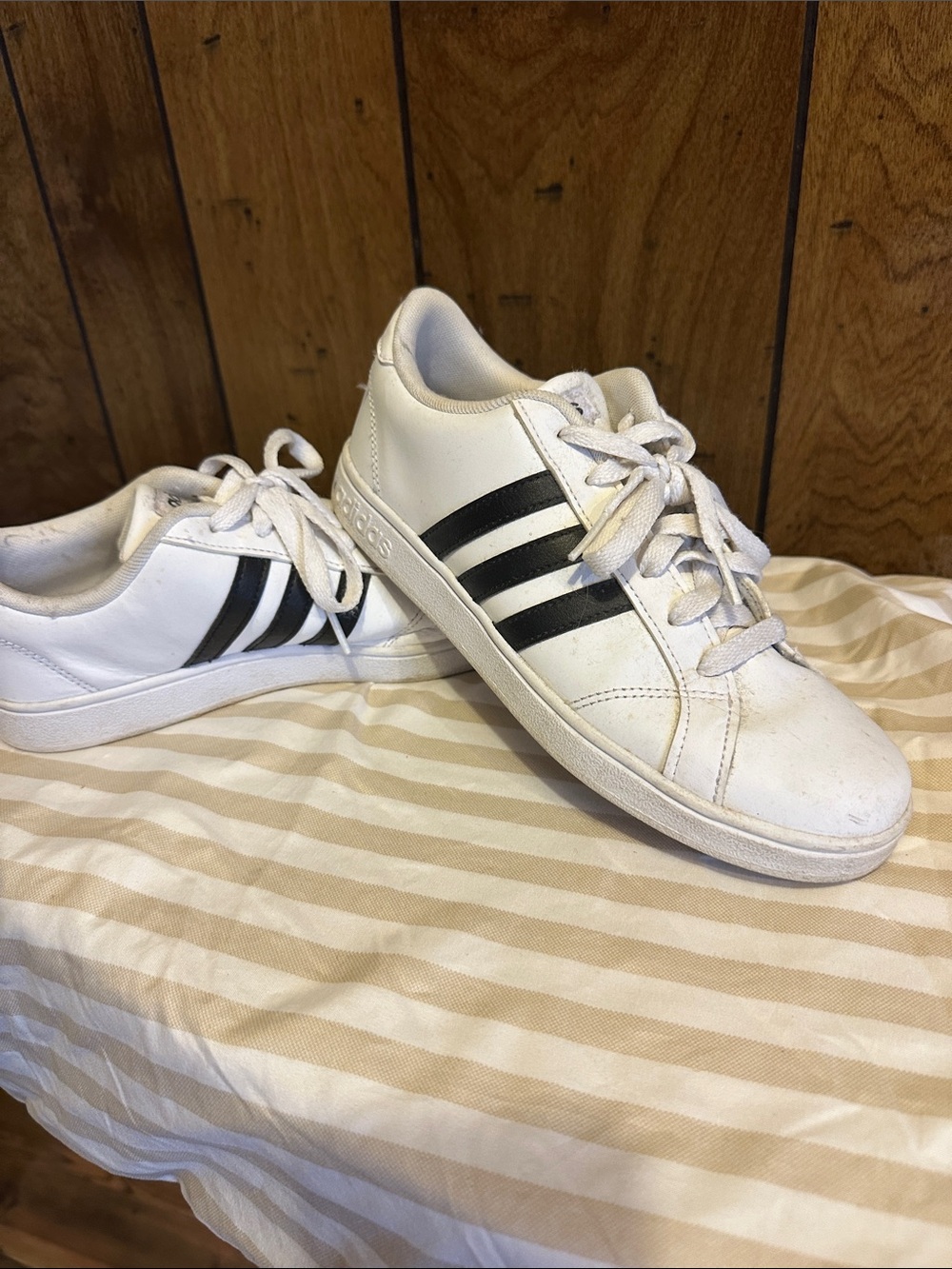adidas White Sneakers with Black Stripes - Kids Casual Trainers